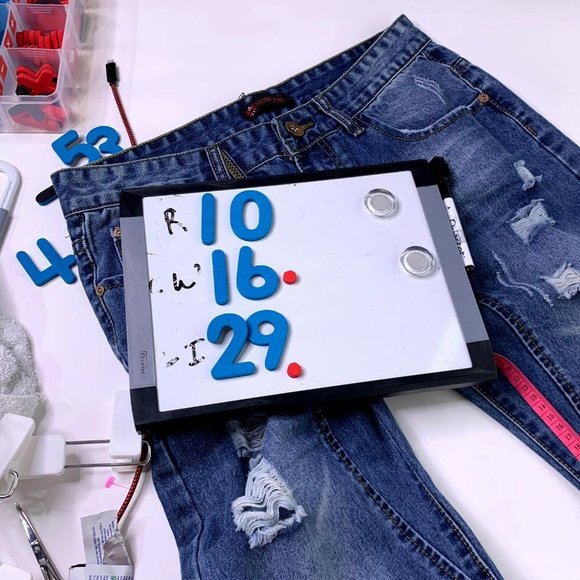 Hong Tao Distressed Blue Denim Men's Jeans Size 32 - Picture 4 of 5